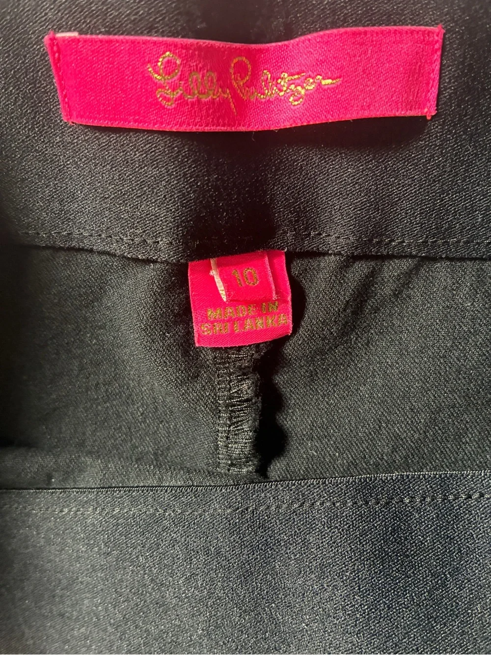 Lilly Pulitzer Black Straight-Leg Pants with Pink Waist Accent